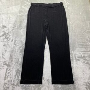 CHICOS TRAVELERS Black Stretch Acetate Spandex Wide Leg Pants Women Sz 2 Fit 31"